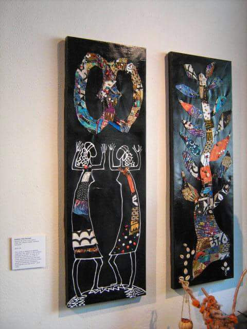 Lyrical Drum Fiber, Wood and acrylic, 26 x26 Sold